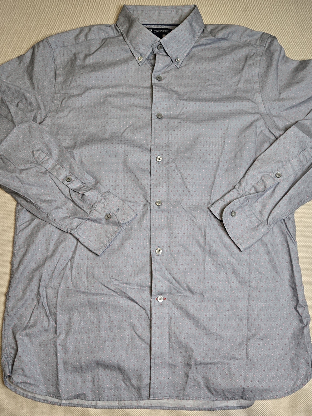 Cremieux Men's Large Button Down Long Sleeve Shirt Grey Business Casual Classic